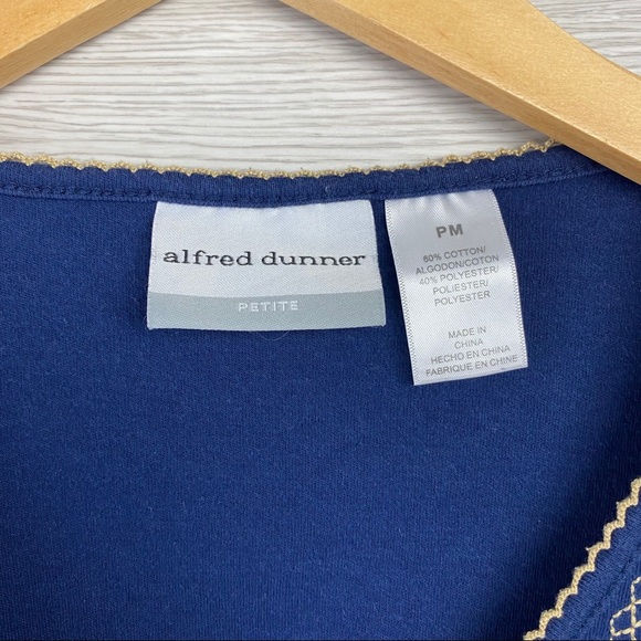 Alfred Dunner Dark Blue Embellished Blouse - Picture 5 of 7